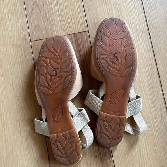 Born Coco Flats Brown Beige Leather Slingback Flats Shoes Womens Size 9 - Picture 6 of 10